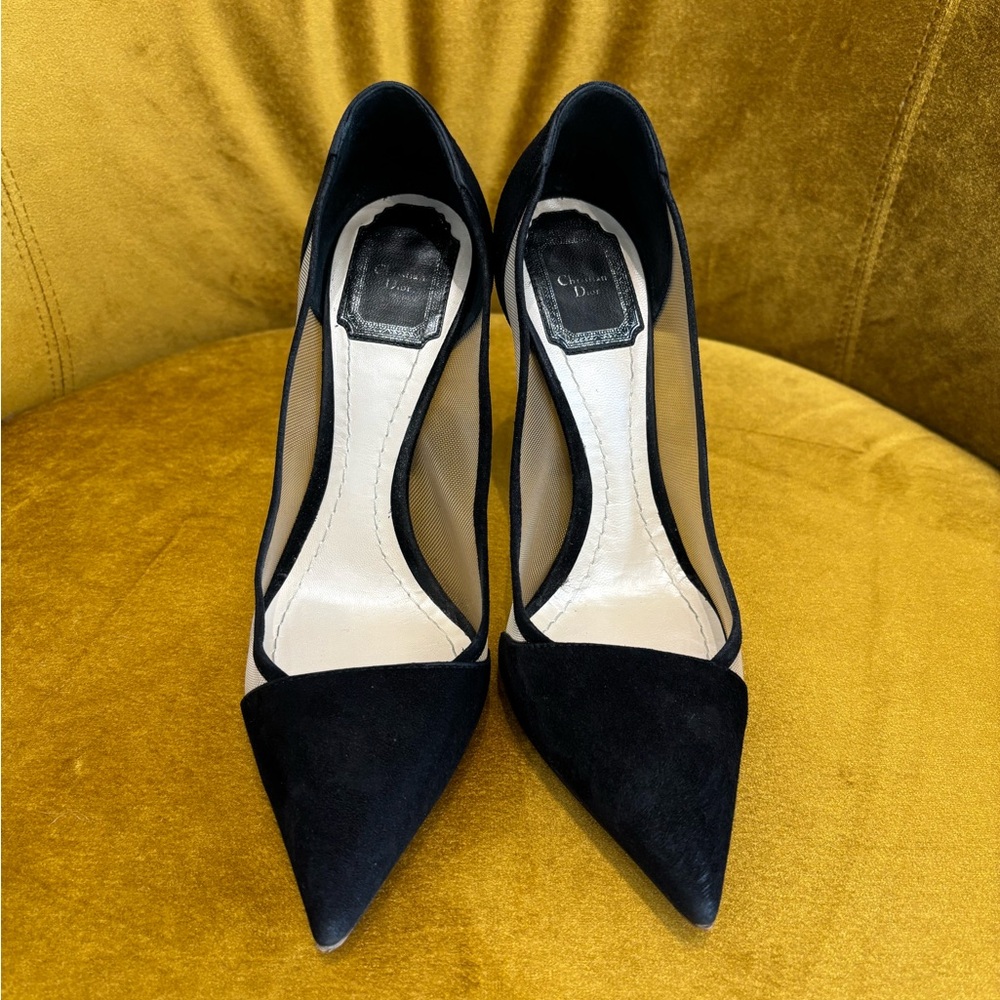 Vintage Dior black suede Mesh pump size 37. Pre loved
